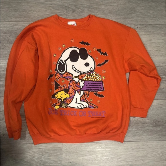 Orange Halloween Sweatshirt with Snoopy Design - Picture 1 of 5